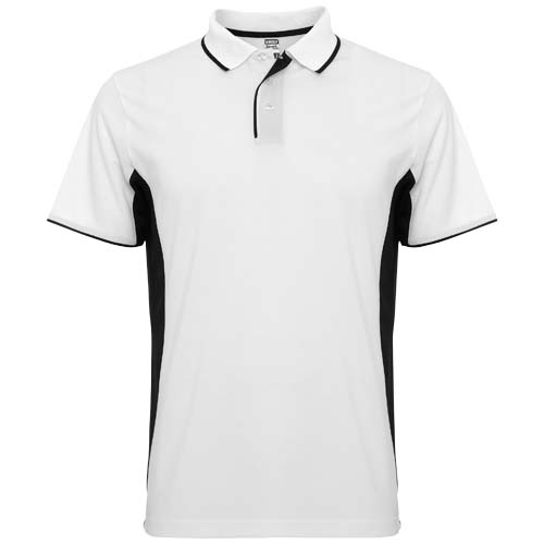 Polo sport personnalisé unisexe Montmelo ROLY Blanc / Noir